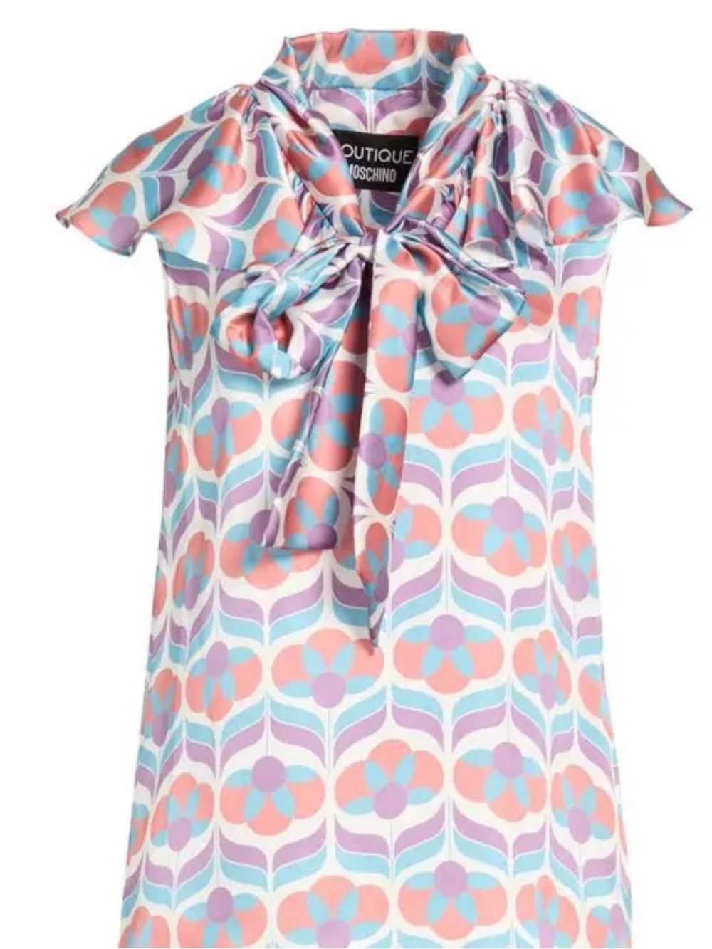 Boutique Moschino Pastel Pink Blue Lavender Floral Bow Blouse
